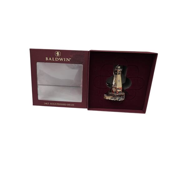 2004 BALDWIN NORTH ATLANTIC LIGHTHOUSE 77145.010 24KT GOLD FINISH BRASS ORNAMENT - Picture 1 of 9